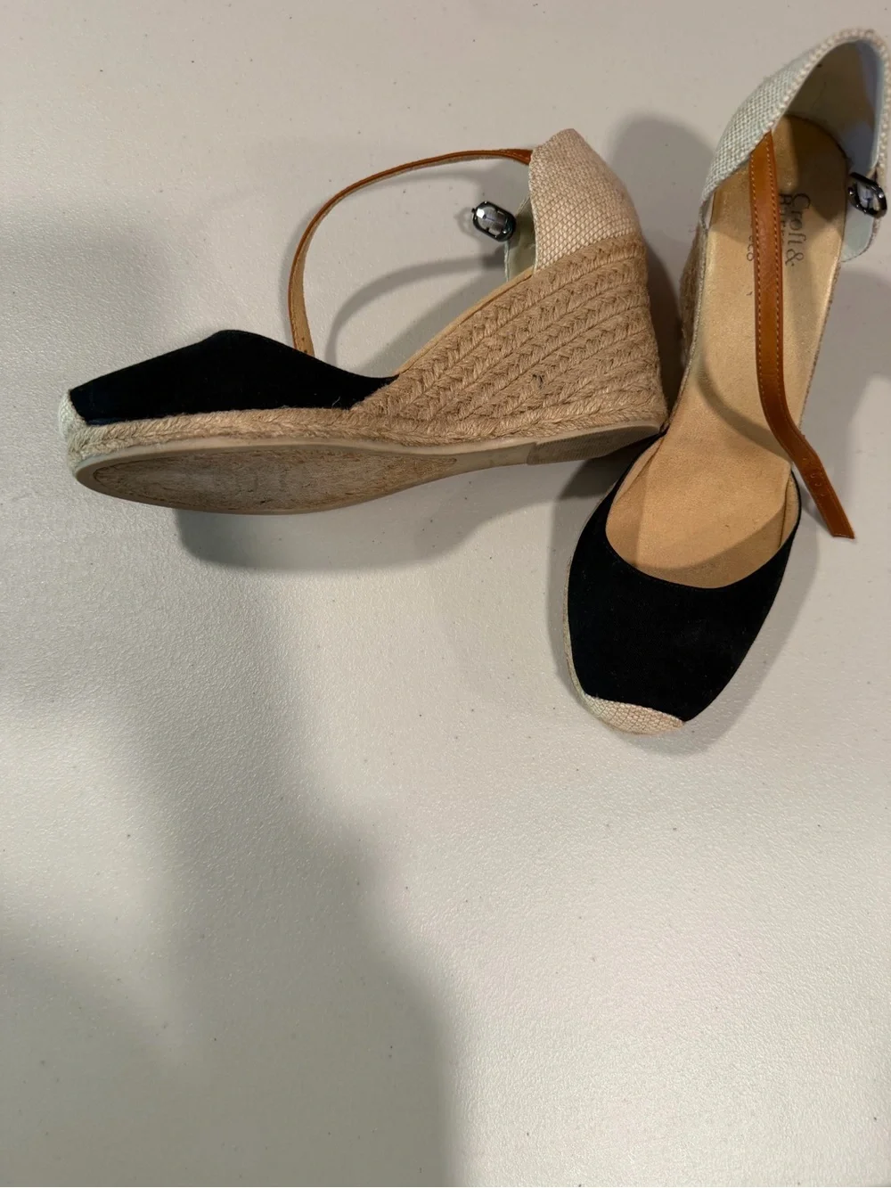 croft & barrow Black and Brown Two-Tone Women's Espadrille Wedges